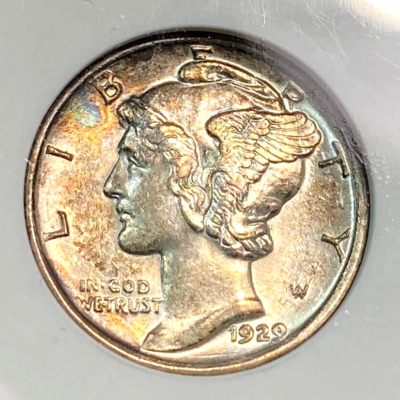 1929-S Mercury dime DDO FS-101 doubled die obverse showing date and legend doubling under magnification