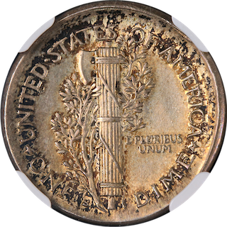 1929 Mercury dime broadstrike error showing expanded planchet diameter with missing collar rim